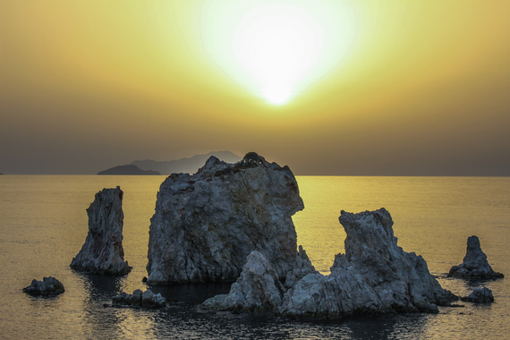 Kimolos Rocks at Sea During Sunset Cool