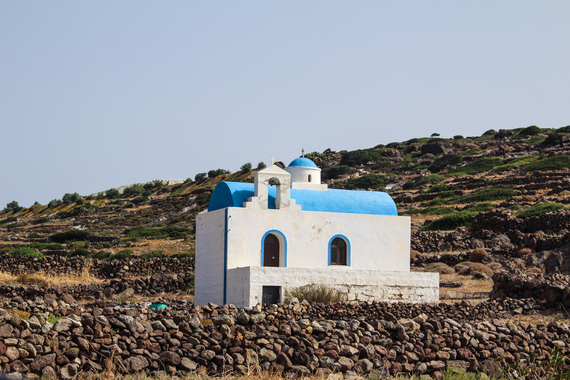 Kimolos White Church on Hill